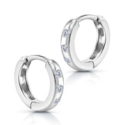 925 Sterling Silver Cubic Zirconia Huggie Hoop Earrings for Women | Small CZ Cartilage Hoops for Helix & 2nd Hole | Dainty Hypoallergenic Clicker Jewelry